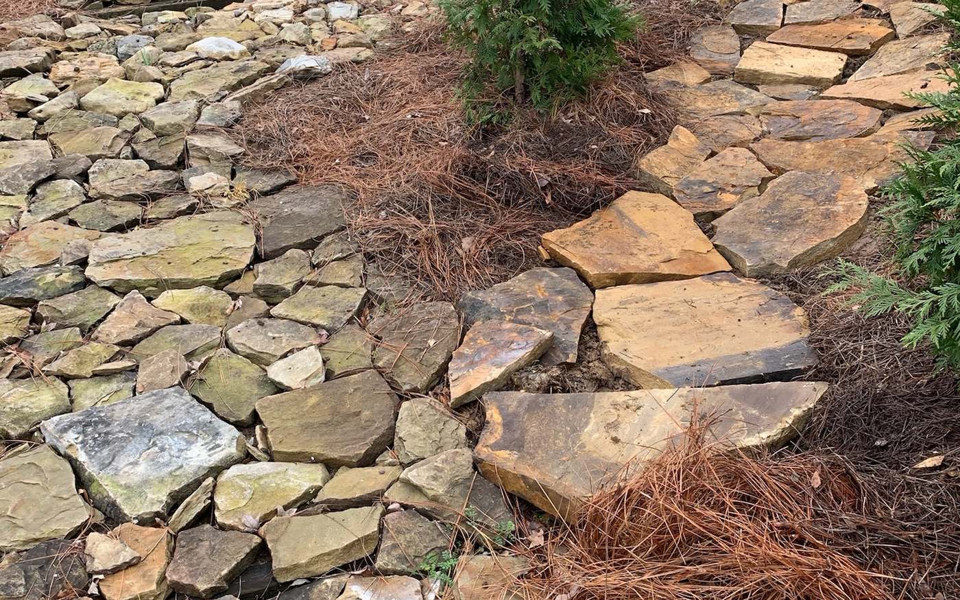 Natural flagstone walkway