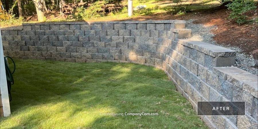 New segmental block retaining wall after rebuild